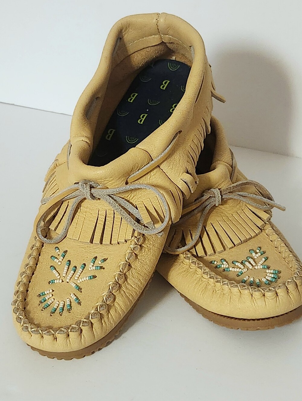 Bastien Industries Moose Hide Fringe Bootie Beaded Moccasins 9